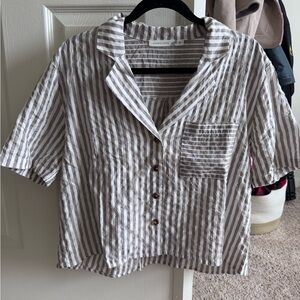 Altar'd State Beige and White Striped Top